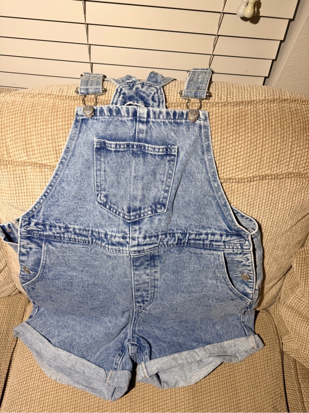 Denim Short Overalls - Light Blue